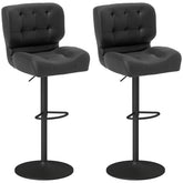 HOMCOM Bar Height Bar Stools Set of 2 with Adjustable Seat, Adjustable Swivel Barstools with Thick Padded Cushion and Metal Footrest for Home Bar, Black