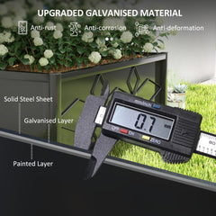 Outsunny Outdoor Planter Box Galvanized Raised Garden Bed with Trellis for Climbing Vines, 35.4" x 15.7" x 47.2", Black