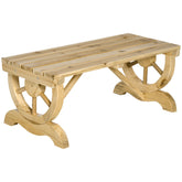 Outsunny 2-Person Garden Bench Outdoor Wagon Wheel Porch Bench for Backyard, Patio, Garden Natural