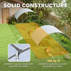 PawHut Large Metal Chicken Coop with Waterproof and Anti-UV Cover for Yard, Outdoor, Duck, Rabbit, 9.2' x 31.2' x 6.5'