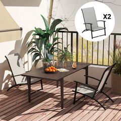 Outsunny Set of 2 Outdoor Dining Chairs with High Back, Armrests, Folding Patio Chairs for Patio, Lawn, Camping, Gray