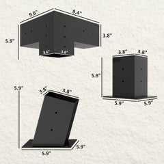 Outsunny Pergola Kit, 15° Slanted Pergola Bracket Kit with 3-Way Brackets, Post Bases, Wall Mounts for 3.6" X 3.6" Lumber, Black