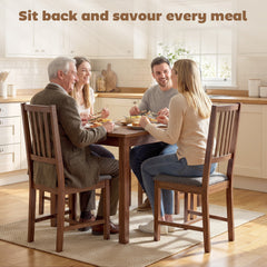 HOMCOM Set of 4 Dining Chairs, Upholstered Dining Room Chairs with Rubberwood Legs for Kitchen, Farmhouse Walnut