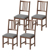 HOMCOM Set of 4 Dining Chairs, Upholstered Dining Room Chairs with Rubberwood Legs for Kitchen, Farmhouse Walnut