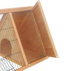 PawHut Rabbit Hutch Outdoor, Wooden Chicken Coop with Run, Outdoor Small Animal Cage for Rabbit, Small Duck and Chicken, Brown