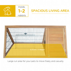 PawHut Rabbit Hutch Outdoor, Wooden Chicken Coop with Run, Outdoor Small Animal Cage for Rabbit, Small Duck and Chicken, Brown