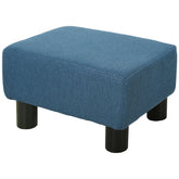 HOMCOM Ottoman Foot Rest, Small Foot Stool with Linen Fabric Upholstery and Plastic Legs, Cube Ottoman for Living Room, Blue