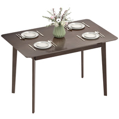 HOMCOM 47.2" Rectangle Dining Table for 4, Mid-Century Modern Kitchen Table with Rubber Wood Frame for Dining Room, Mahogany