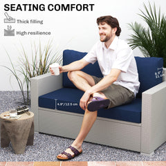 Outsunny 2 Seat Patio Furniture Cushions, 46x26x5 in, Thick Outdoor Loveseat Cushion Set with Removable Cover