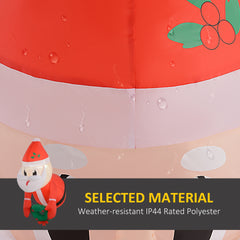 Outsunny 3.4' Inflatable Santa Claus Holding Wreath w/ LED Lights, Blow-Up Outdoor Hanging Display for Garden Party