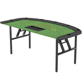 Soozier Poker Table Foldable, 72" Portable Casino Blackjack Table for 8 Players with Felt Surface, Cup Holders, Green
