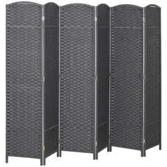 HOMCOM Folding Room Divider Screen 6 Panel 5.6' Tall Privacy Screen Freestanding Room Partition for Home Office, Charcoal Gray