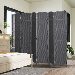 HOMCOM Folding Room Divider Screen 6 Panel 5.6' Tall Privacy Screen Freestanding Room Partition for Home Office, Charcoal Gray