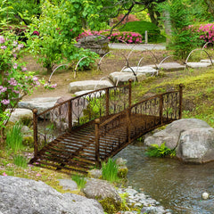Outsunny 7' Metal Arch Garden Bridge Arc Footbridge with Side Railings Decorative Scrollwork, Bronze