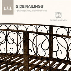 Outsunny 7' Metal Arch Garden Bridge Arc Footbridge with Side Railings Decorative Scrollwork, Bronze