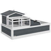 PawHut 3-Room Tortoise Habitat House w/ Balcony & 2 Stories, 44" x 25.5" x 23", Gray