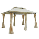 Outsunny 10' x 13' Patio Gazebo, Outdoor Gazebo Canopy Shelter with Curtains, Vented Roof, Steel Frame for Garden, Lawn, Backyard and Deck, Cream White