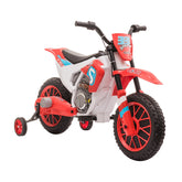 Aosom 12V Electric Kids Ride On Dirt Bike Motorcycle Toy w/ Training Wheels, Red