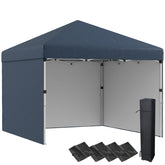 Outsunny 10' x 10' Pop Up Canopy with Sidewalls, Weight Bags and Carry Bag, Height Adjustable Tent for Parties, Navy