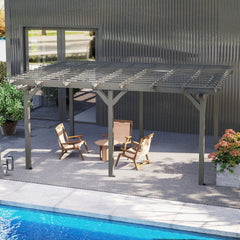 Outsunny 12' x 16' Outdoor Pergola, Wood Gazebo Grape Trellis with Stable Structure for Climbing Plant Support, Gray