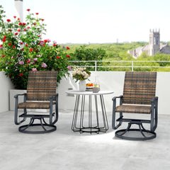 Outsunny Wicker Rattan Swivel Patio Glider Chair Set of 2, Outdoor Glider Chair with Steel Frame, High Back, Brown