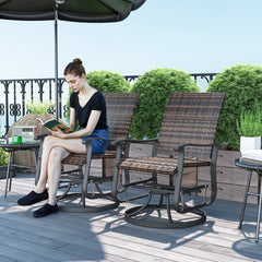 Outsunny Wicker Rattan Swivel Patio Glider Chair Set of 2, Outdoor Glider Chair with Steel Frame, High Back, Brown