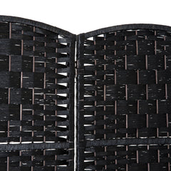 HOMCOM Room Divider 4 Panel, 6FT Tall Folding Privacy Screen, Freestanding Hand-Woven Partition for Room Separation with 360° Hinges, Paper Rope Diamond Weave, Black