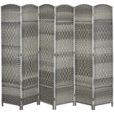 HOMCOM Folding Room Divider Screen 6 Panel 6' Tall Privacy Screen Freestanding Wood Partition for Home Office, Mixed Gray