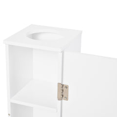HOMCOM Small Toilet Paper Cabinet, Bathroom Corner Cabinet with Doors and Shelves for Paper Shampoo, White