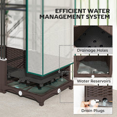 Outsunny Garden Bed with Trellis, Outdoor Plant Box with PE Cover, Drainage Holes and Zipper Door, 31.5" x 15.7" x 48.8", Brown