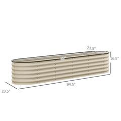 Outsunny 7.9' x 2' x 1.4' Galvanized Raised Garden Bed Kit, Metal Planter Box with Safety Edging, Cream