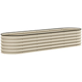 Outsunny 7.9' x 2' x 1.4' Galvanized Raised Garden Bed Kit, Metal Planter Box with Safety Edging, Cream