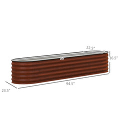 Outsunny 7.9' x 2' x 1.4' Galvanized Raised Garden Bed Kit, Metal Planter Box with Safety Edging, Brown