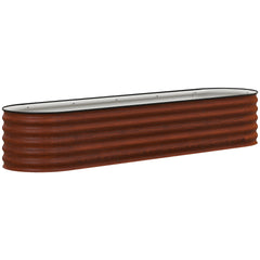 Outsunny 7.9' x 2' x 1.4' Galvanized Raised Garden Bed Kit, Metal Planter Box with Safety Edging, Brown