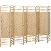 HOMCOM 8 Panel Folding Room Divider Portable Privacy Screen Wave Fiber Room Partition for Home Office Natural