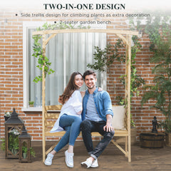Outsunny Patio Garden Bench, Wooden Bench, Outdoor Bench for Vines/Climbing Plants, Natural