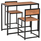 HOMCOM 3-Piece Industrial Dining Table Set for 2, Kitchen Table and Chairs, Dining Room Sets for Small Spaces, Rustic Brown