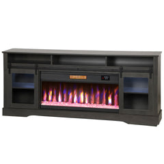 HOMCOM Fireplace TV Stand for TVs Up to 80 Inch, TV Console with Electric Fireplace, Open Storage and Side Cabinets, Gray