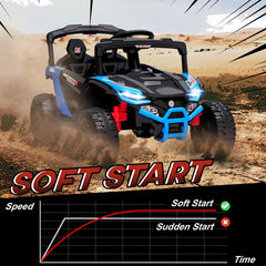 Qaba 12V Kids Ride On Truck, Battery Powered Electric UTV Vehicle with Rear Suspension, Remote Control for 3-5 Years, Blue