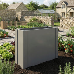Outsunny Raised Garden Bed Galvanized Planter Box Outdoor with Gloves for Gardening Vegetables, Flower, Herb, 2.6 x 1 x 2 ft, Gray