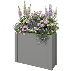 Outsunny Raised Garden Bed Galvanized Planter Box Outdoor with Gloves for Gardening Vegetables, Flower, Herb, 2.6 x 1 x 2 ft, Gray