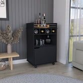 Phoenix Bar Cart with 2 Open Shelves 4 Cubbies and Cabinet