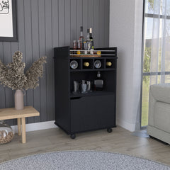 Phoenix Bar Cart with 2 Open Shelves 4 Cubbies and Cabinet