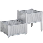 Outsunny 2-Piece Raised Garden Bed with Legs, Self-Watering Planter Box Raised Bed to Grow Flowers, Herbs & Vegetables, Gray