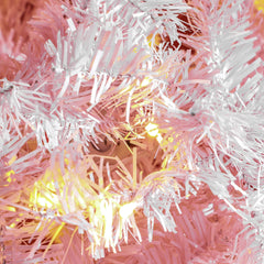 HOMCOM 7.5 FT Tall PreLit Artificial Christmas Tree with Realistic Branches, 500 Warm White LED Lights and 1346 Tips, Pink