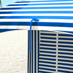 Outsunny 5.8' x 5.8' Cabana Umbrella with Walls, Vents, Ruffles, Carry Bag, Beach Umbrella, Blue White Stripe