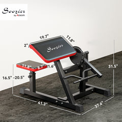 Soozier 2-In-1 Bicep Preacher Curl Bench Bicep Curl Machine with Adjustable Seat and Elbow Cushion, for Home Gym Workout