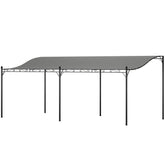 Outsunny 10' x 20' Wall-Mounted Outdoor Pergola Canopy, Metal Patio Canopy with Drainage Holes for Backyard, Garden, Dark Gray