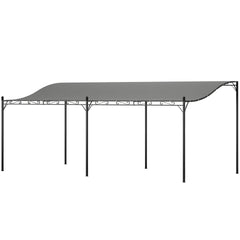 Outsunny 10' x 20' Wall-Mounted Outdoor Pergola Canopy, Metal Patio Canopy with Drainage Holes for Backyard, Garden, Dark Gray