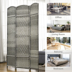 HOMCOM Folding Room Divider Screen 3 Panel 6' Tall Privacy Screen Freestanding Wood Partition for Home Office, Mixed Gray